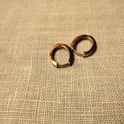 .18ctw H-SI Diamond 14K Rose Gold 925 Sterling Silver Huggie Earrings
