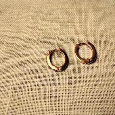 .18ctw H-SI Diamond 14K Rose Gold 925 Sterling Silver Huggie Earrings