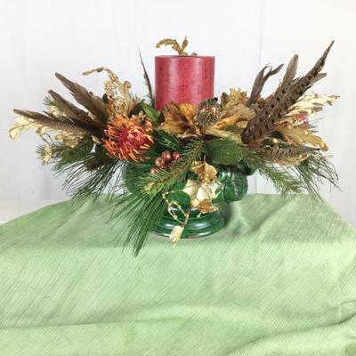 Lot.1552. Candle Protea with pheasant feathers
