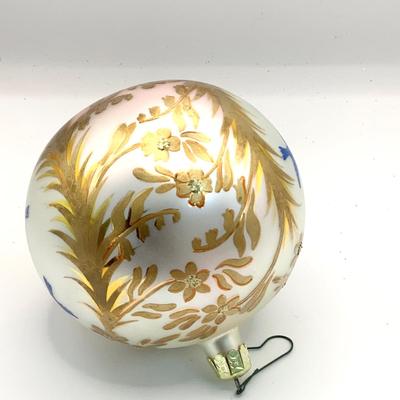 1602 Christopher Radko Blue Bird Gold Ball Glass Ornament