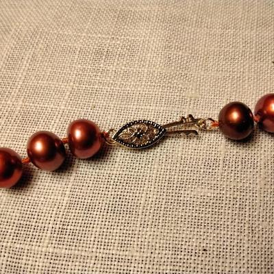 18"  9.5 mm Cranberry Colored Pearls  14K Solid Gold Clasp