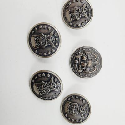 VINTAGE WATERBURY CO. W21 SILVER MILITARY BUTTONS