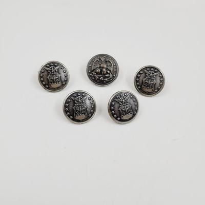 VINTAGE WATERBURY CO. W21 SILVER MILITARY BUTTONS