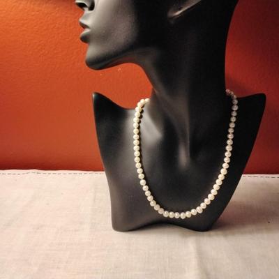 6.5 mm White Pearl Necklace With 14k Gold Filled Clasp