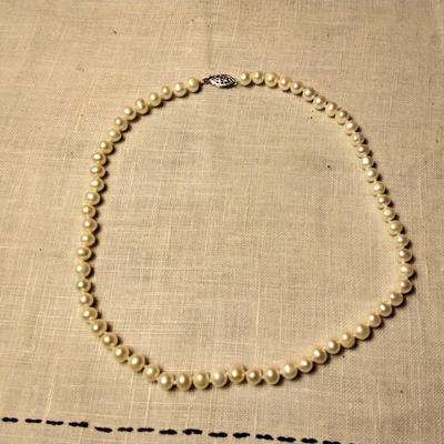 6.5 mm White Pearl Necklace With 14k Gold Filled Clasp