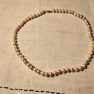 Pink and Lavender Natural South Sea Pearl Necklace 18" 7mm 14k clasp High Luster