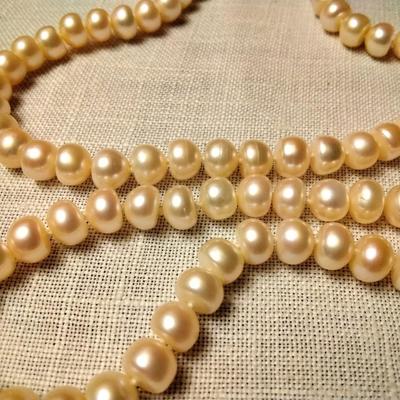 36" 7.5mm Endless Akoya Champagne Pearl Necklace