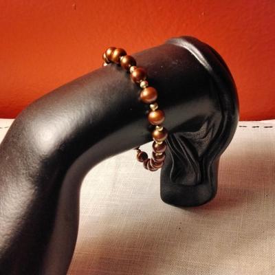 Gorgeous Chocolate Pearl Bracelet 7" 6.5mm With 14k clasp and. Beads