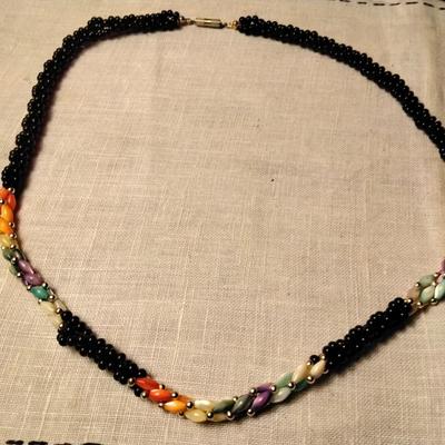 Stunning Vintage 22" Mother of Pearl Rainbow Necklace