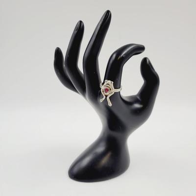 .925 SILVER FROG W/ RUBY BIRTHSTONE RING