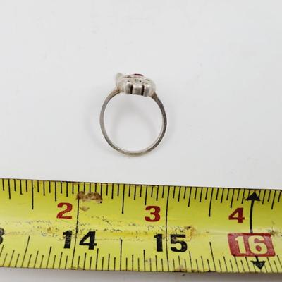 .925 SILVER FROG W/ RUBY BIRTHSTONE RING