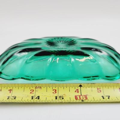 ANCHOR HOCKING ELONGATED BLUE GREEN GLASS DISH