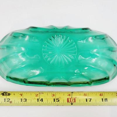 ANCHOR HOCKING ELONGATED BLUE GREEN GLASS DISH