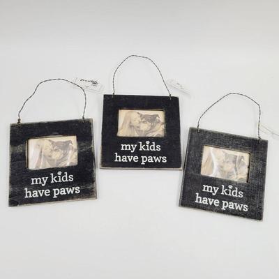 "MY KIDS HAVE PAWS" WOODEN HANGING ORNAMENTS