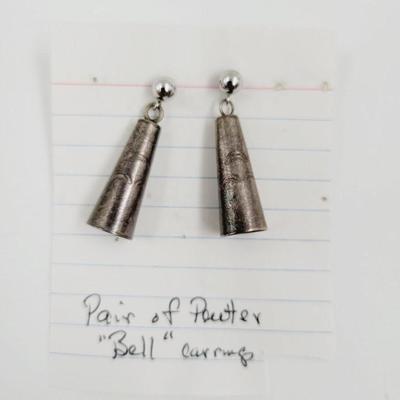 BEAUTIFUL DESIGNED PEWTER "BELL" EARRINGS