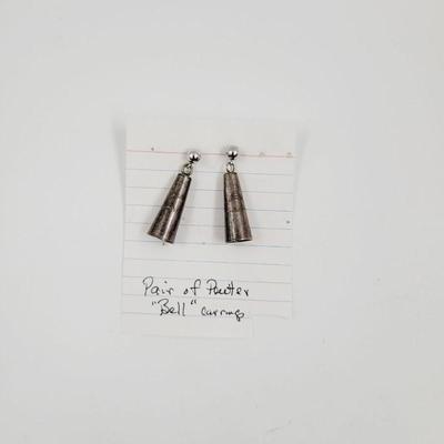 BEAUTIFUL DESIGNED PEWTER "BELL" EARRINGS