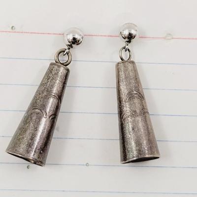BEAUTIFUL DESIGNED PEWTER "BELL" EARRINGS