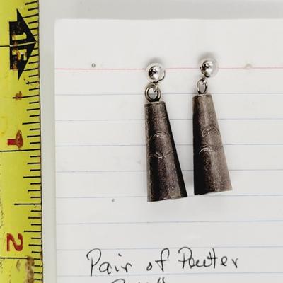 BEAUTIFUL DESIGNED PEWTER "BELL" EARRINGS