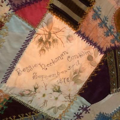 Crazy Quilt Hand Sewn - Dated 1867 66