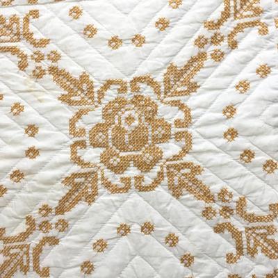 Hand Sewn Needle Point Quilt with Floral Motif 89