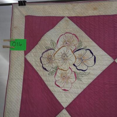 Spring-time Pansy Embroidered Quilt 73