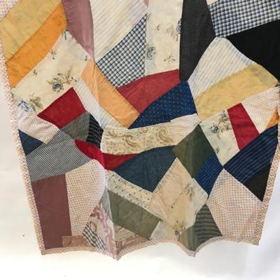 Small Hand Sewn Crazy Quilt Baby Blanket Throw 68