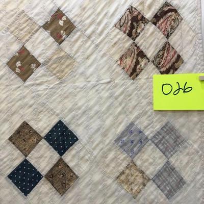 Hand Sewn 9 Nine Patch Variation Quilt 75