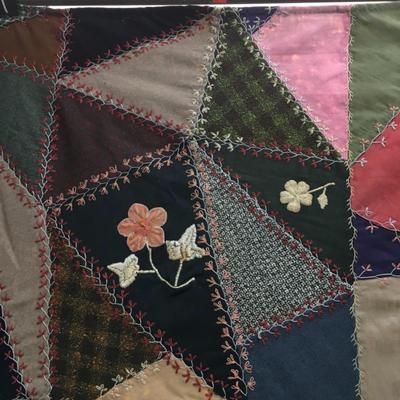 Embroidered Hand Sewn Crazy Quilt 77