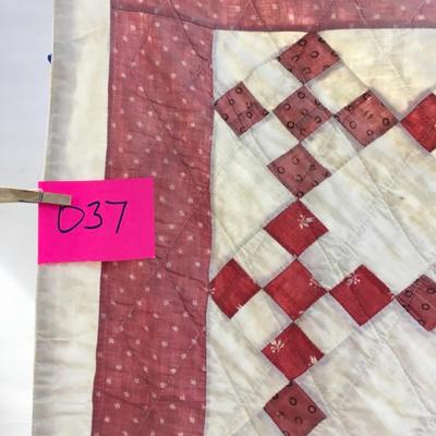 9 Patch Variation 1900s Ohio Hand Made Quilt 75
