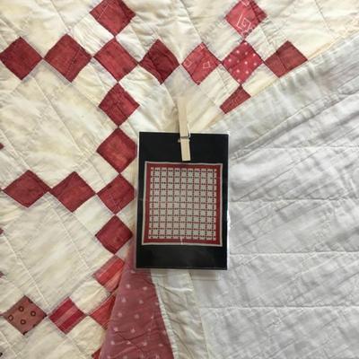 9 Patch Variation 1900s Ohio Hand Made Quilt 75