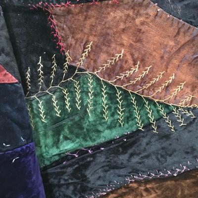 Antique Hand Sewn Crazy quilt with Embroidery 60x45