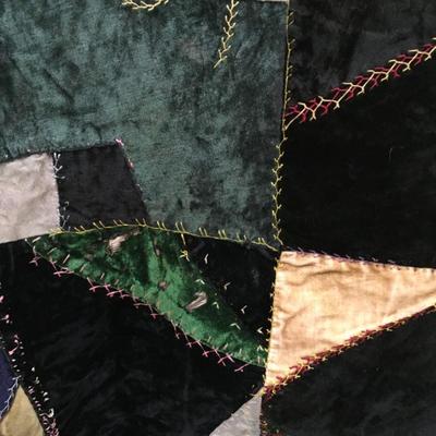 Antique Hand Sewn Crazy quilt with Embroidery 60x45