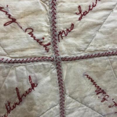 1909 Ladies of the Maccabees - Waukesha WI Hand Sewn Quilt 74x65