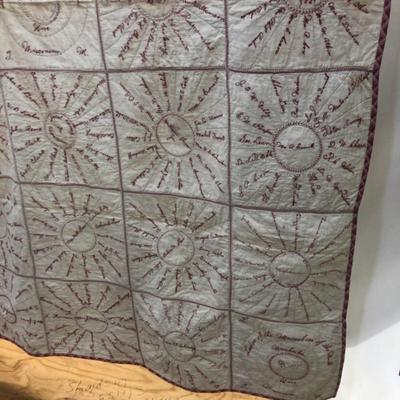 1909 Ladies of the Maccabees - Waukesha WI Hand Sewn Quilt 74x65