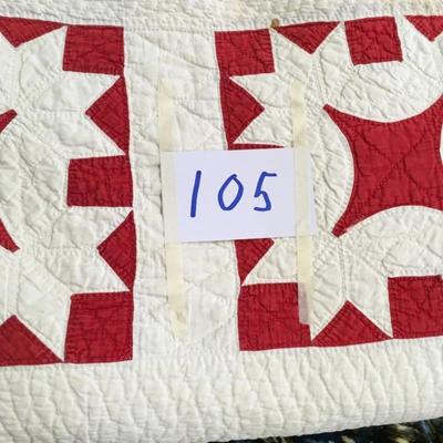 Red White and Stars Quilt Variation 79x61