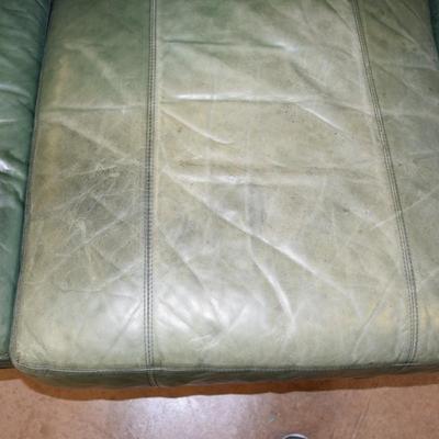 Henredon Green Leather Sofa