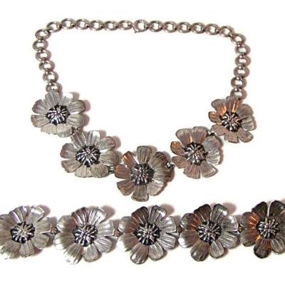 LOT 1: Taylord Sterling Silver Floral Necklace & Bracelet