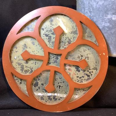 1678 Tin Bucket & Patio Decor Stained Mirror