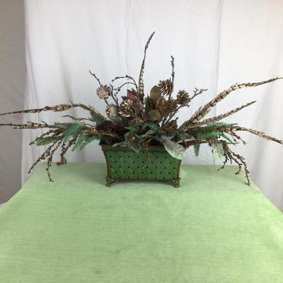 Lot 1607. Centerpiece with Pinecones and Pheasant Feathers