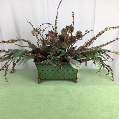 Lot 1607. Centerpiece with Pinecones and Pheasant Feathers