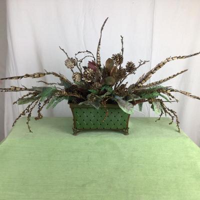 Lot 1607. Centerpiece with Pinecones and Pheasant Feathers
