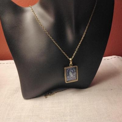 28" Queen Elizabeth Postage Stamp Necklace