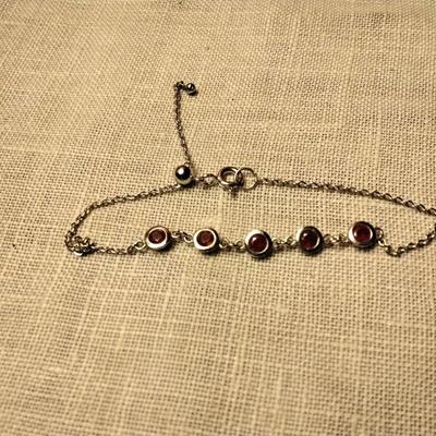 Ruby Sterling Silver 6" Adjustable Bracelet