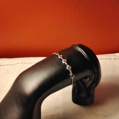 Ruby Sterling Silver 6" Adjustable Bracelet