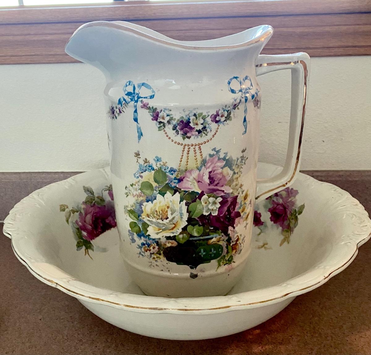 Antique Pitcher and Bowl