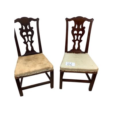 Lot. 6159. Pair of Antique Mahogany Country Chippendale Chairs