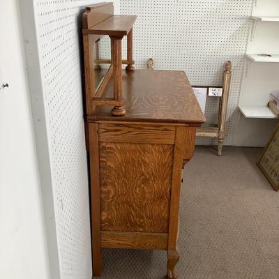 Lot.6455. Antique Oak Buffet with Beveled Mirror