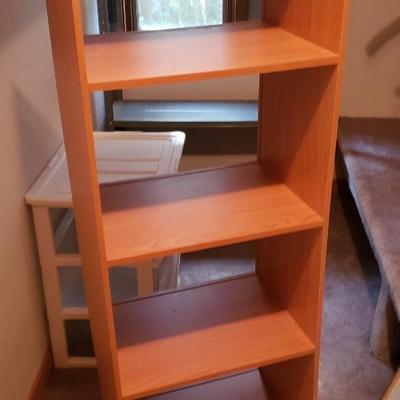 Tall wood shelf/ bookcase