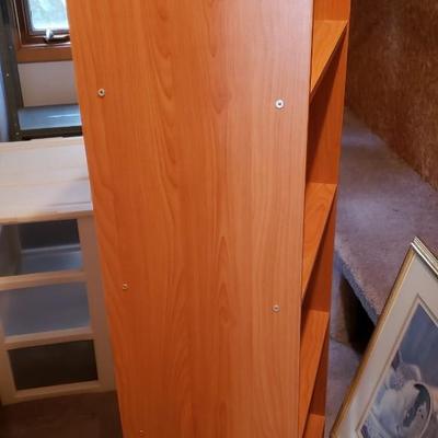 Tall wood shelf/ bookcase
