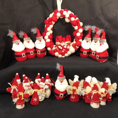 Lot 1504 Lot of Red & White Santas / Angels / One Wreath